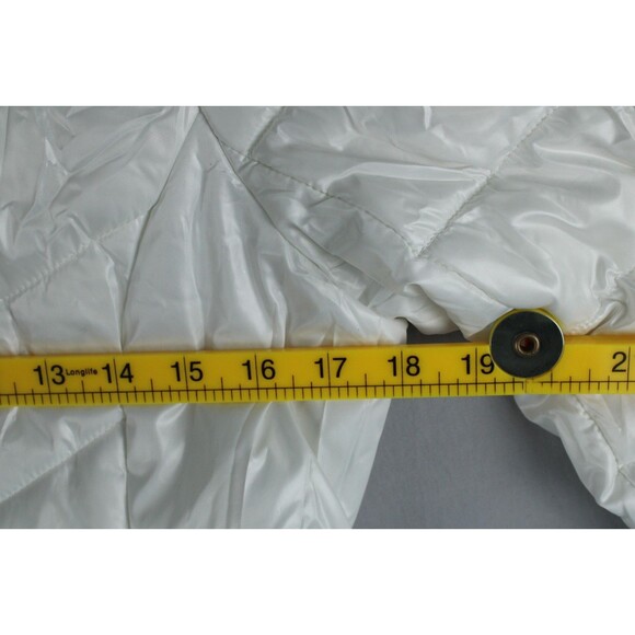 Live Love Dream White Puffer Jacket Womens Small Thumb Holes Lightweight Warm - Picture 4 of 15